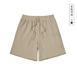 ADLV简约印花2025春夏新款裤子华夫格经典百搭宽松休闲短裤男女款