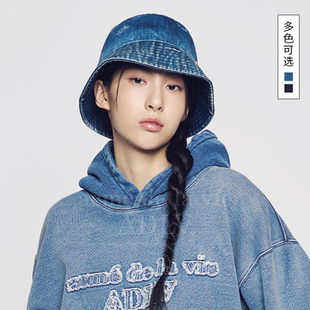 ADLV牛仔渔夫帽子女防晒遮阳帽休闲水桶帽小头围蓝色盆帽四季通用