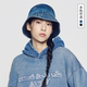 ADLV牛仔渔夫帽子女防晒遮阳帽休闲水桶帽小头围蓝色盆帽四季 通用