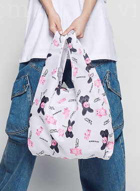 ADLV秋冬款包袋四叶草粉红熊BELLY熊印花环保袋手提袋子百搭包包