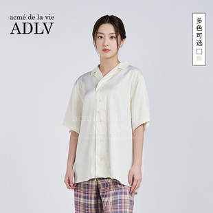 ADLV夏季纯色v领韩版设计感小众短袖衬衫POLO衫百搭上衣修身男女