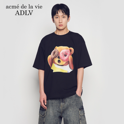 ADLVAC熊甜甜圈印花短袖T恤