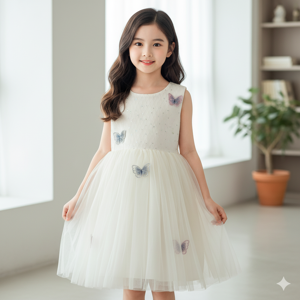 儿童无袖公主礼服夏装新款女童网纱裙洋气超仙短袖飞袖裙子夏天