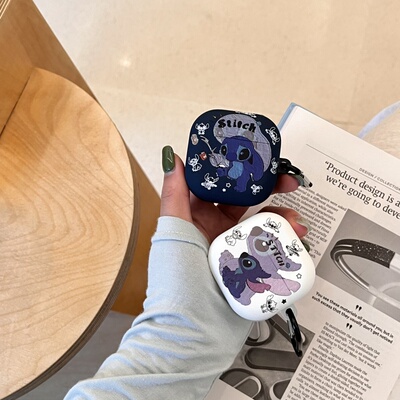 卡通可爱史迪仔适用三星Galaxybuds4pro无线蓝牙耳机套防摔防刮新款三星buds4耳机外壳超薄全包软硅胶男女款