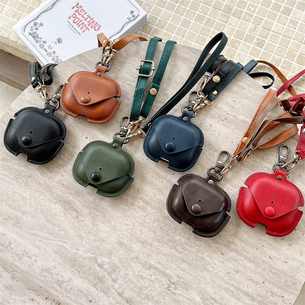 适用airpods4保护套苹果4代耳机壳二代2024新款airpod4蓝牙皮质一体式皮套软壳斜挂绳防丢三代airpodspro2盒