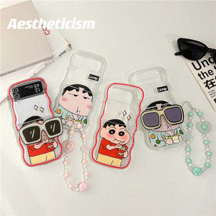 卡通萌系墨镜支架蜡笔小新适三星zflip7手机壳软壳zflip6保护套折叠屏zflip5 4手链W23zflip全包防摔zflip3