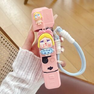 粉色哭娃适用大疆Pocket3保护套口袋相硅胶套屏幕套标准版全能套运动相机云台保护手柄防刮Pocket3保护壳手绳