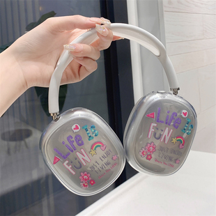 潮流时尚 airpods max保护套透明软壳airpods max保护罩蓝牙耳机头戴外壳耳罩apm保护壳 潮牌英文适用苹果新款