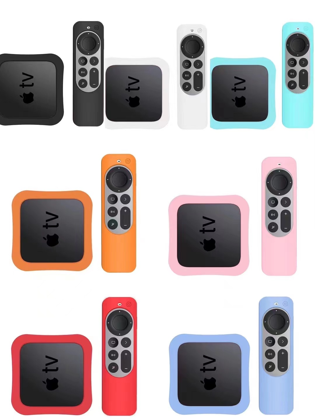 适用2022新款苹果 Apple TV 7代智能网络电视机顶盒无线投屏盒子软硅胶防尘保护套潮时尚简约遥控器防摔软套