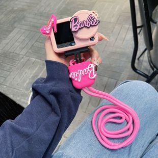 卡通少女芭比适用大疆Action6运动相机保护套action5pro/4/3收纳盒防丢防刮相机包便携挂绳防丢保护套卡通款