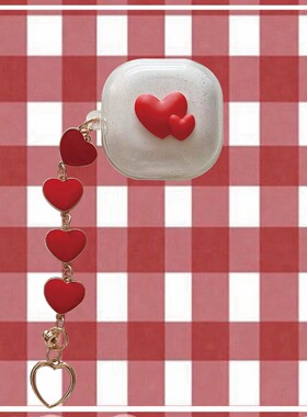 适用于三星GalaxyBudspro保护套buds2无线蓝牙耳机套budslive闪粉软壳日韩爱心可爱个性潮女budsPro+爱心挂件