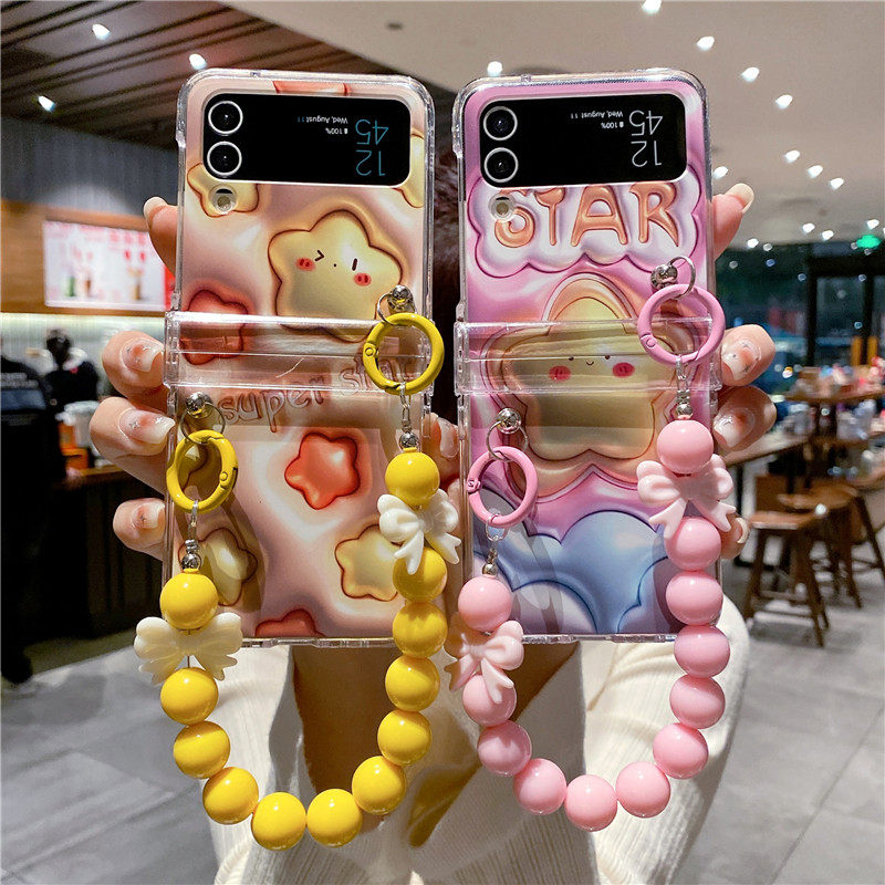 3D立体笑脸三星zflip4手机壳折叠屏Galaxy zflip3透明保护套SM-F7210全包防摔壳新款三星W23 Flip4卡通翻盖