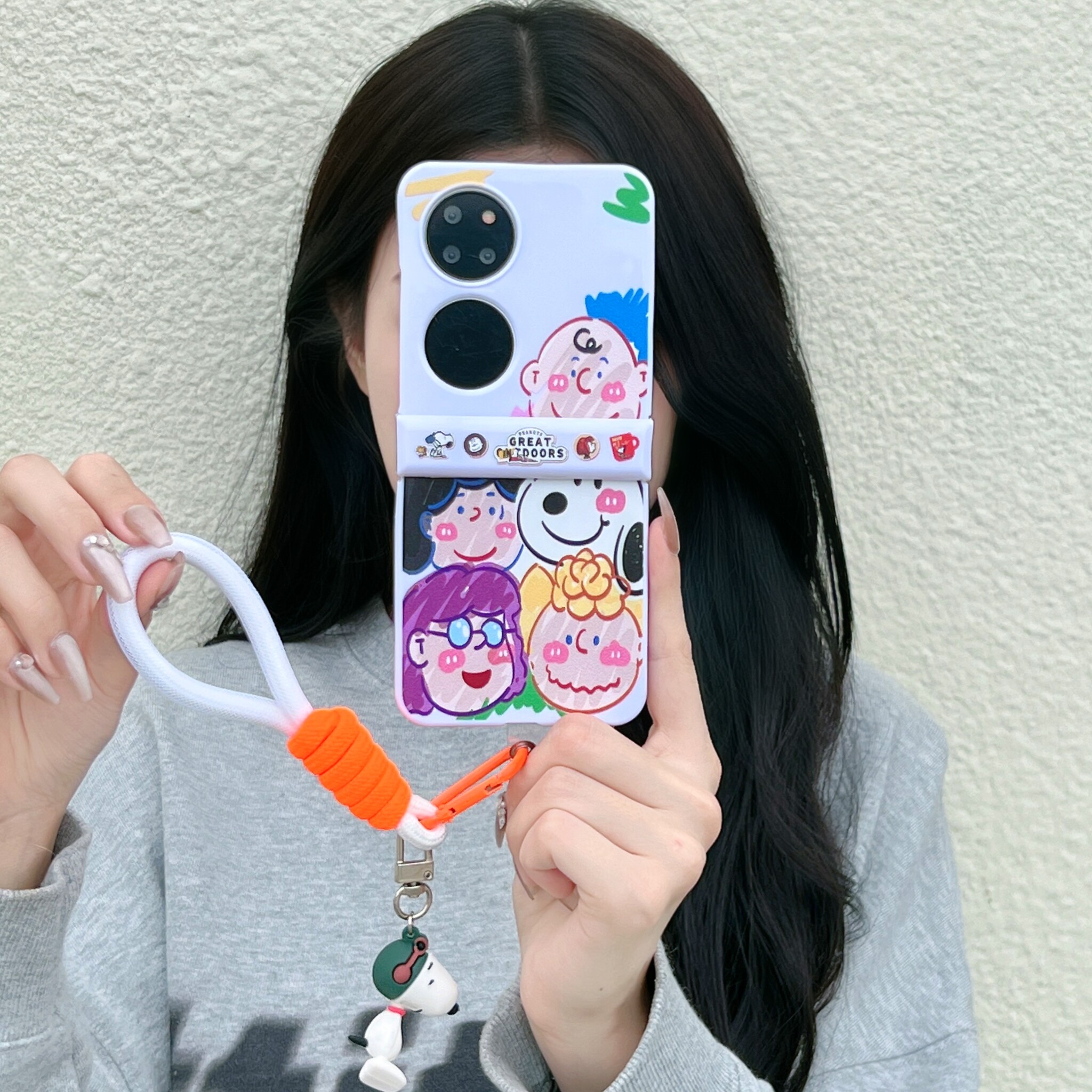 涂鸦史努比华为Pocket2手机壳折叠屏P50Pocket保护套全包铰链华为PocketS防摔硬壳宝盒版p50卡通可爱公仔挂绳