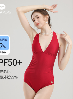 马年纯红色泳衣女款泡温泉显白三角吊带海边度假游泳装2025新款