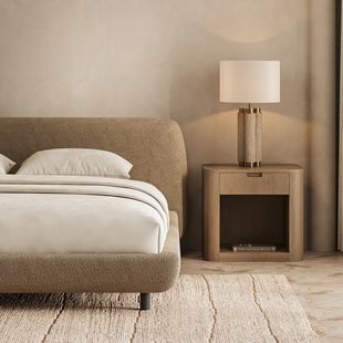 侘寂风天然黄洞石台灯客厅卧室书房台灯新款复古台灯