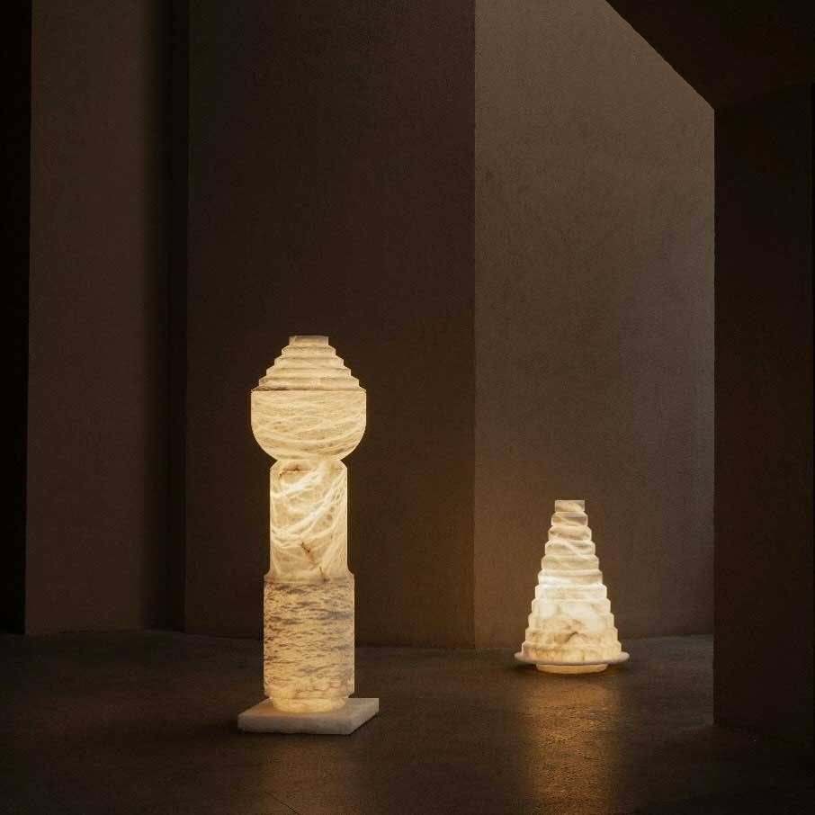 简约现代天然西班牙云石落地灯
