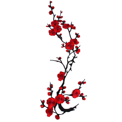 梅花刺绣旗袍服装辅料背胶布贴