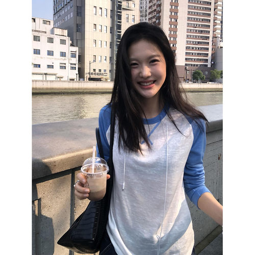 韩系拼色插肩袖t恤女夏季2026新