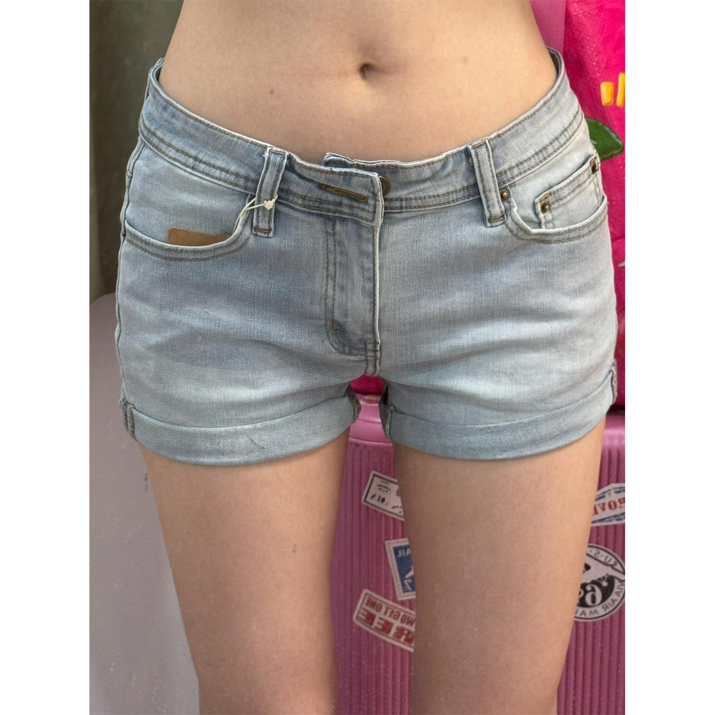 美式辣妹风低腰牛仔短裤女夏薄款图片