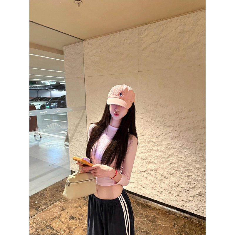 粉色正肩七分中袖t恤女夏季新款图片