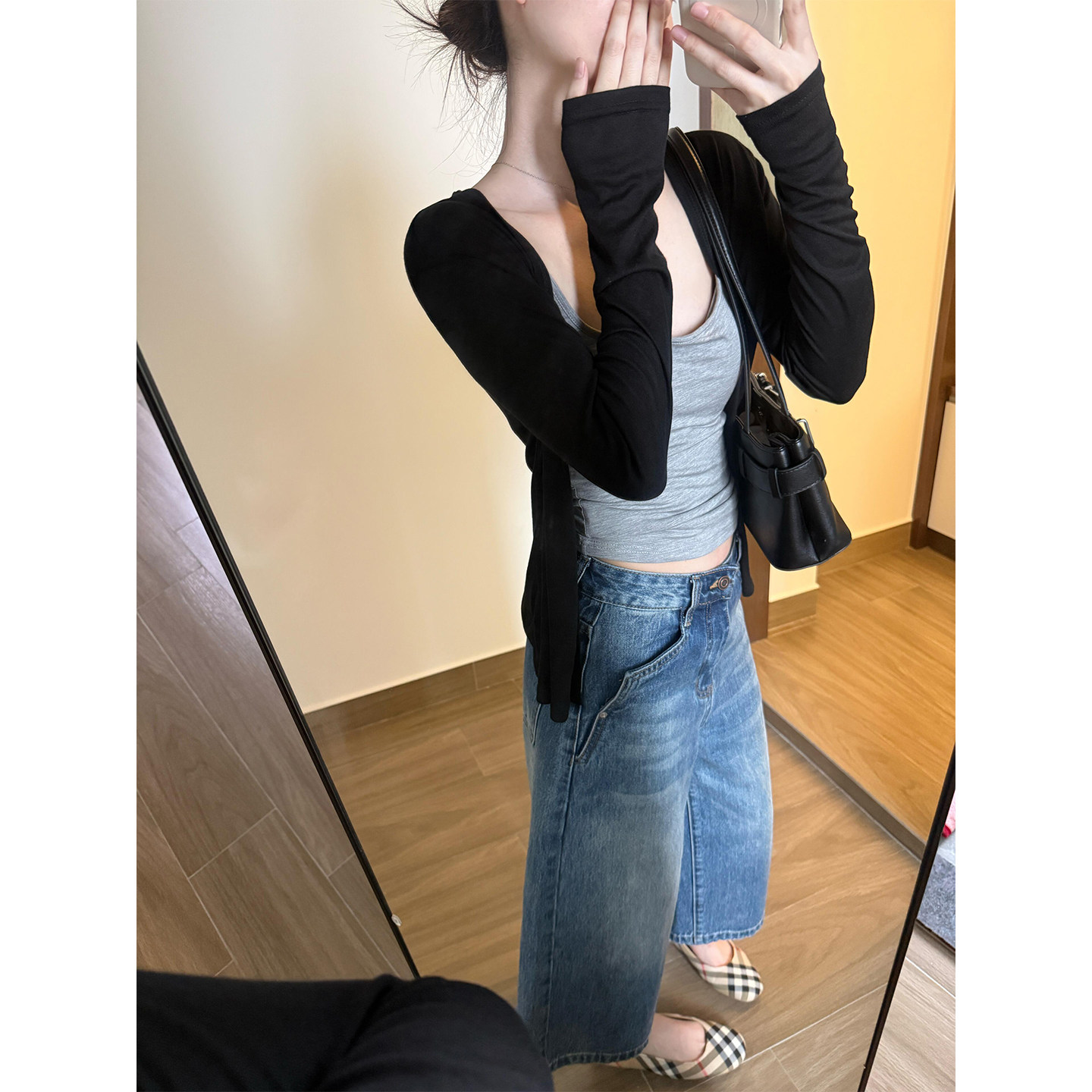 韩系基础款轻薄外套女夏季修身纽扣防晒空调开衫叠穿吊带背心上衣