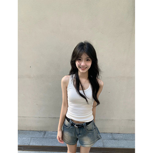 纯棉白色吊带背心女夏季别致外穿