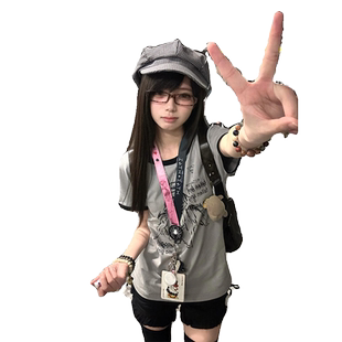 美式复古堕落天使正肩短袖t恤女夏季撞色宽松小众设计感半袖上衣