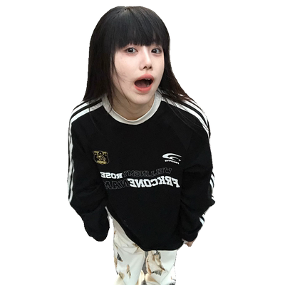 oversize美式复古三杆卫衣女春秋