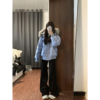 美式黑色微喇加绒牛仔裤女秋冬