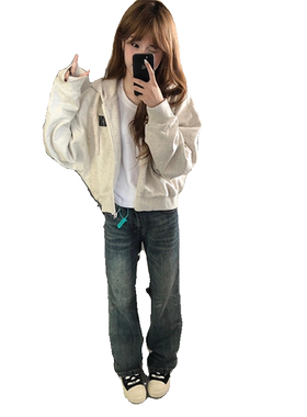 美式短款灰色连帽卫衣外套女春秋