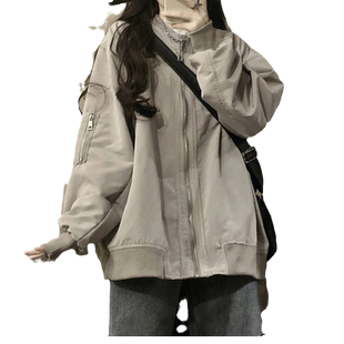 美式复古小个子工装夹克女秋冬季情侣棒球服夹棉加厚外套潮牌棉服