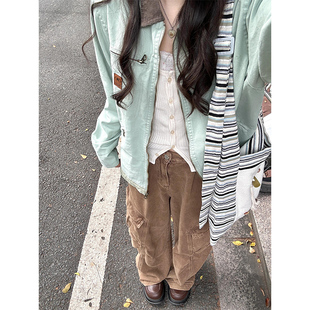 外套 设计感小众潮牌翻领工装 日系复古底特律夹克女春秋季 2024新款