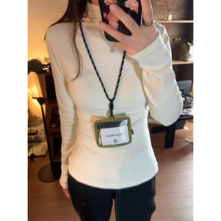 收腰保暖长袖 德绒半高领打底衫 内搭磨毛修身 2024新款 上衣 女秋冬季