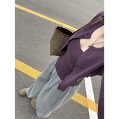 韩系辣妹紫色吊带背心开衫 上衣两件套 内搭长袖 女春秋2025短款 修身
