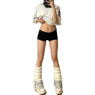 辣妹弹力紧身牛仔超短裤女夏季薄款美式性感热裤低腰直筒阔腿裤子