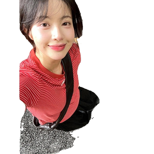 撞色条纹刺绣红色正肩短袖t恤女夏季2024新款小个子修身辣妹上衣