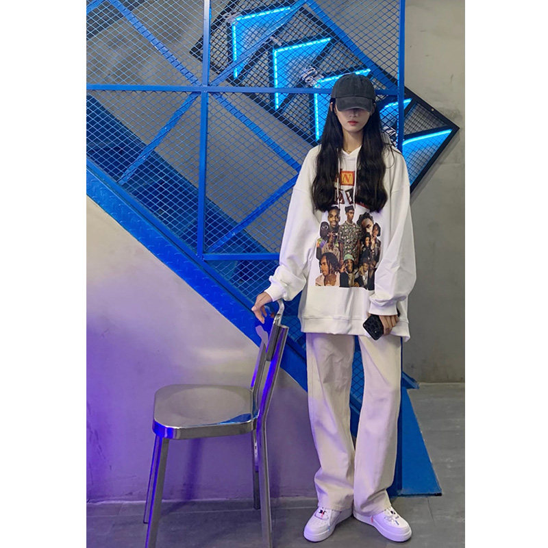 美式炸街oversize卫衣女春秋薄款高街连帽hiphop宽松bf慵懒风外套