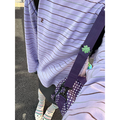 香芋紫条纹长袖t恤女秋季2025新