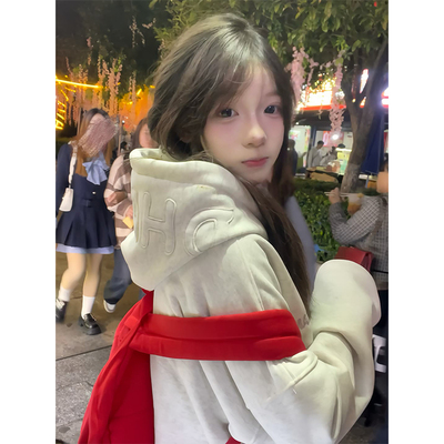 国潮牌oversize贴布刺绣连帽卫衣