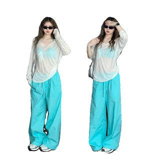 白色薄款防晒罩衫女夏季宽松显瘦U领休闲百搭微透辣妹T恤长袖上衣