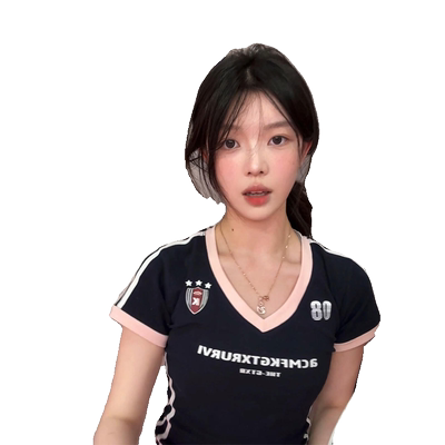 美式复古辣妹V领撞色印花短袖t恤