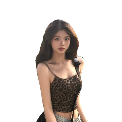 美式豹纹小吊带背心女夏季2024新