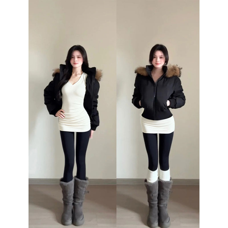 白色加厚德绒中长款内搭打底衫女