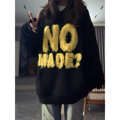 美式高街oversize毛绒字母卫衣女