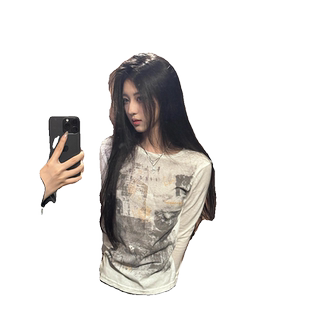 美式薄款白色T恤女长袖2025夏季新款休闲防晒衣圆领罩衫修身上衣