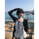 两件套 长袖 防晒系带薄款 披肩罩衫 韩系芭蕾花瓣下摆吊带背心女夏季
