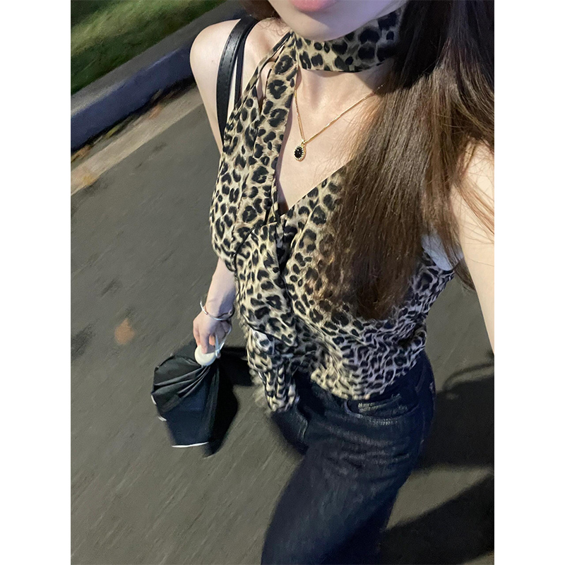 美式纯欲性感豹纹吊带外穿背心女