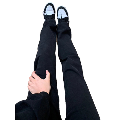 美式vibe裤子女秋冬高街潮牌黑色