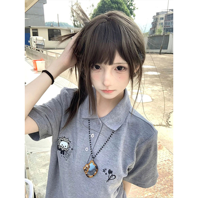 日系复古可爱印花POLO衫t恤短袖