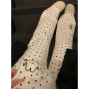 可爱宅萌系波点微喇休闲裤女秋冬加绒休闲百搭白色运动阔腿裤卫裤